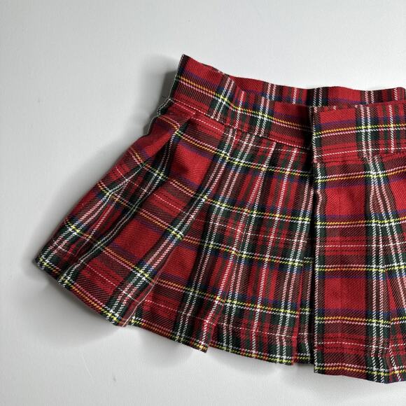 Y2K Hustler Red Plaid Pleated Micro Mini Skirt M/L Punk School Girl Sexy - Picture 3 of 11